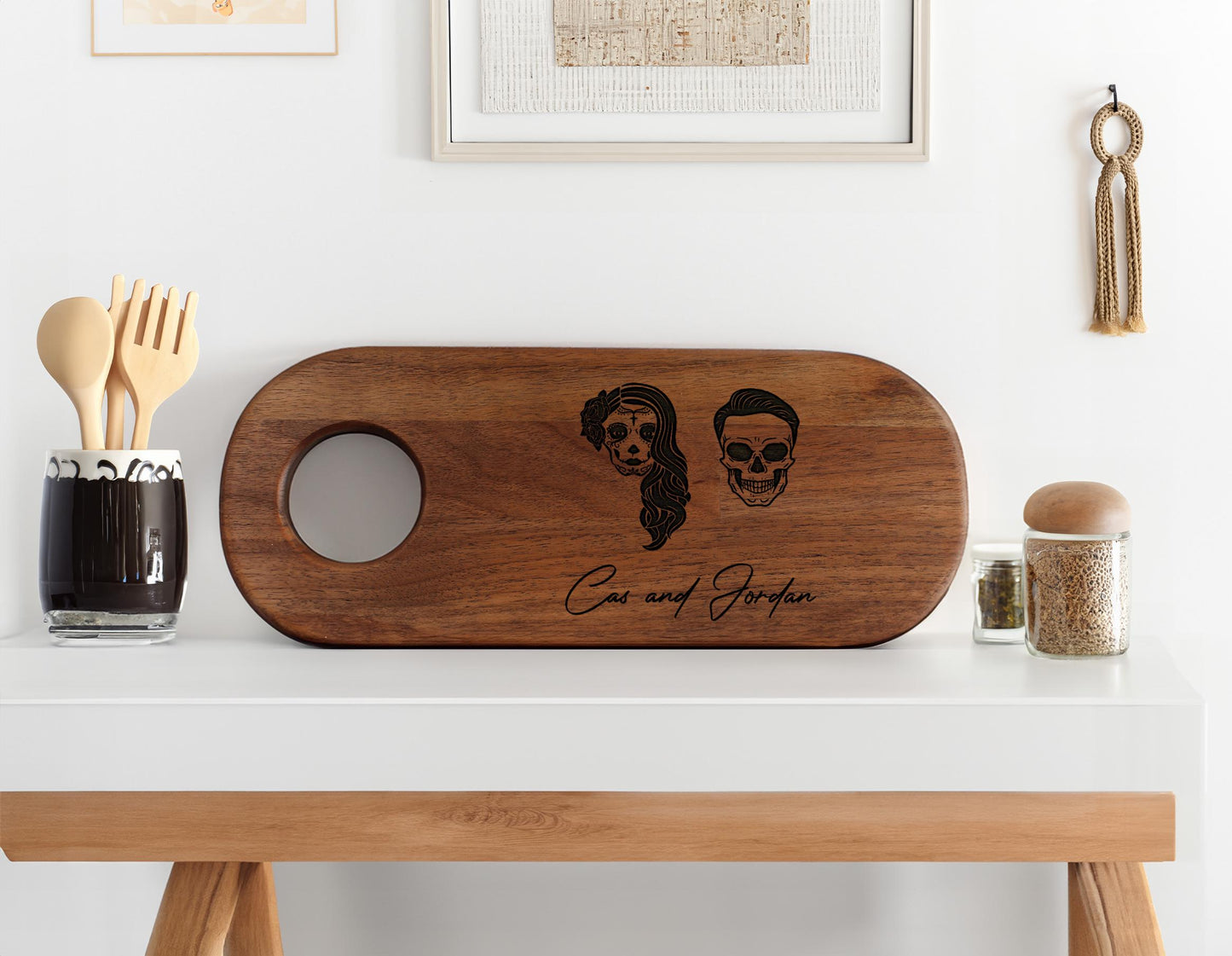 Custom Skull Cutting Board, Couple Cutting Baord, Personalized Cutting Board, Engraved Cutting Board, Charcuterie Boards, Personalized Gifts