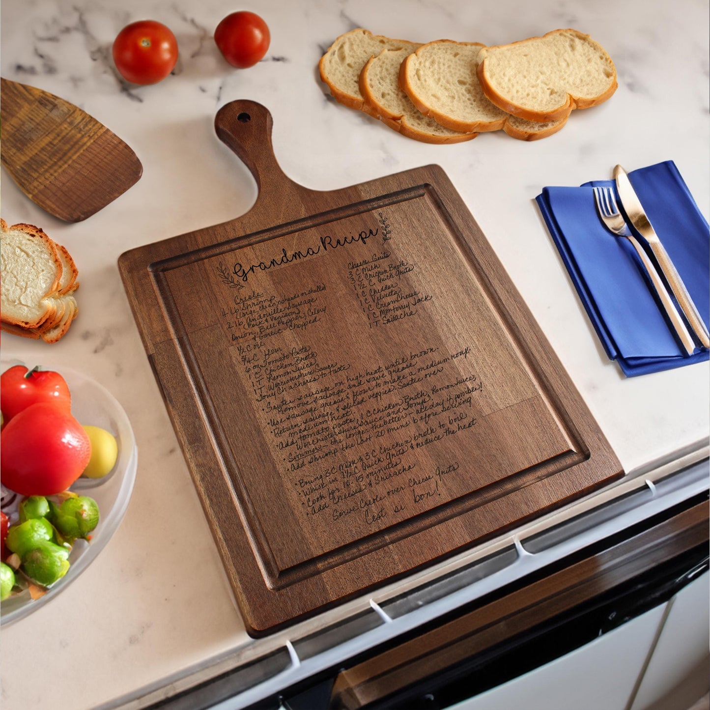 Custom Recipe Cutting Board, Engraved Cutting Board, Personalized Cutting Board, Handwritten Recipe, Wood Cutting Board, Family Recipe