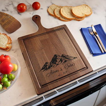 Mountain Wedding Gift, Christmas Gift, Custom Cutting Board, Personalized Cutting Board, Engagement Gift For Couples, Engraved Wood Board