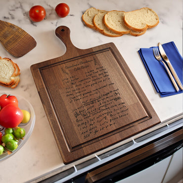 Handwritten Recipe Cutting Board | Custom Engraved Kitchen Gift | Personalized Charcuterie Board | Unique Cooking Keepsake for Family