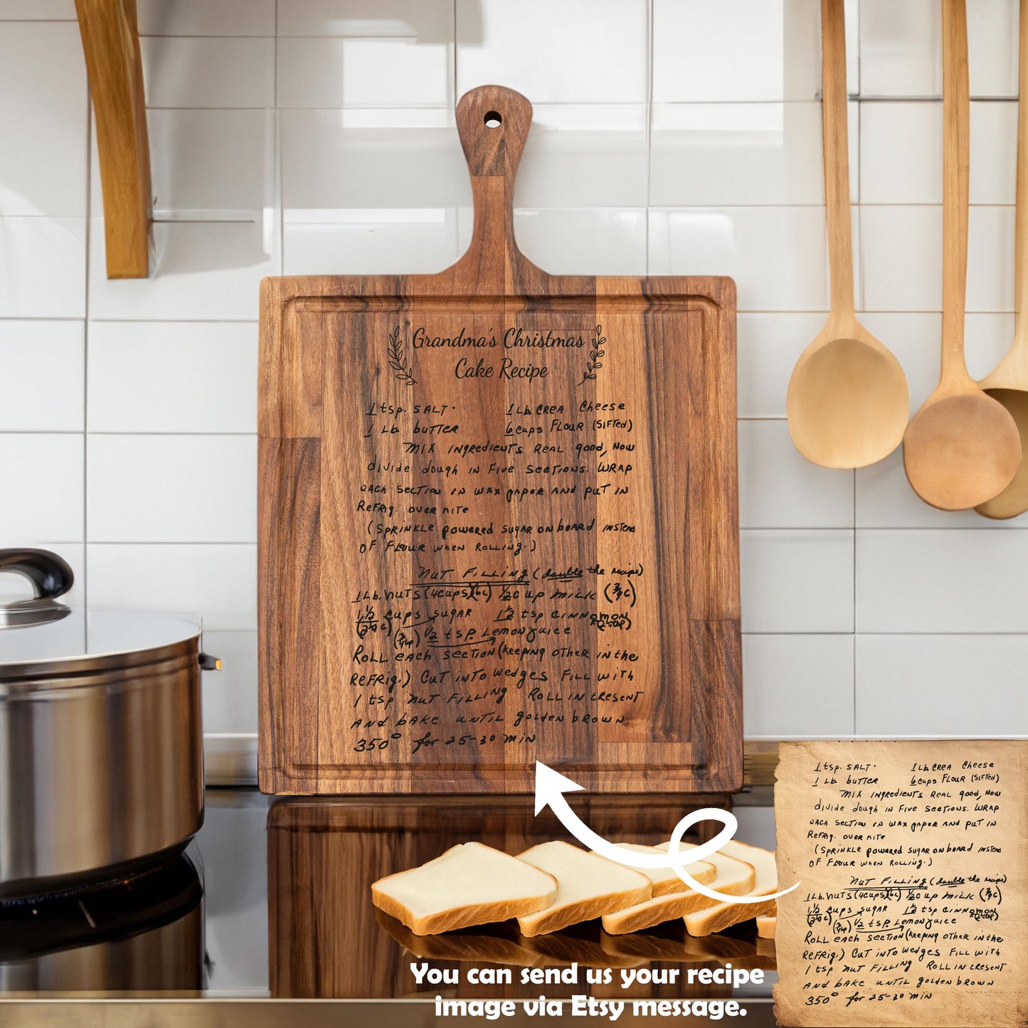 Handwritten Recipe Cutting Board, Engraved Cutting Board, Custom Cutting Board, Recipe Cutting Board, Grandma Cutting Board, Christmas Gift